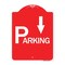 Signmission Parking with Arrow Pointing Down, Red & White Aluminum Architectural Sign, 18" x 24", RW-1824-24520 A-DES-RW-1824-24520 - alternate 1